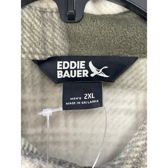 Eddie Bauer Mens XXL Fast Fleece Shacket Green Plaid - Picture 7 of 10